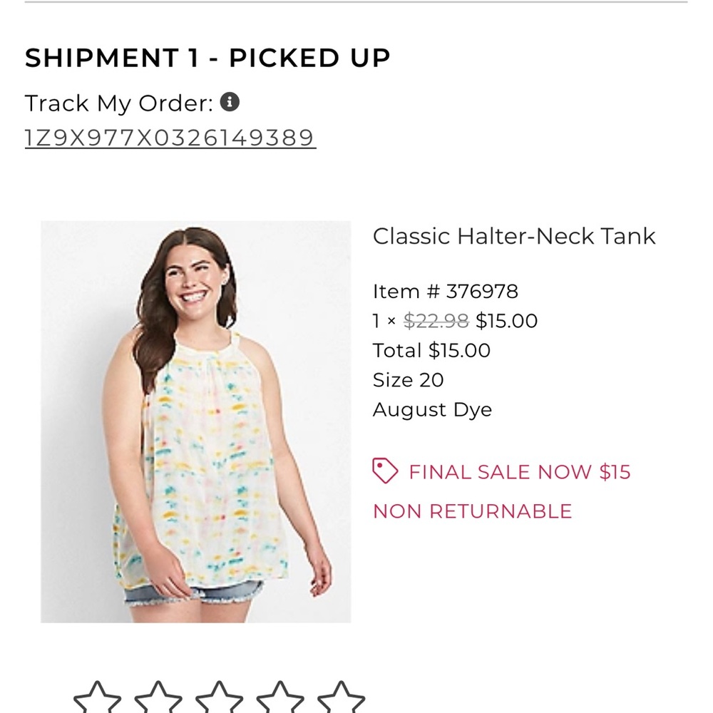 Lane Bryant Yellow and Blue Smocked Tank Top